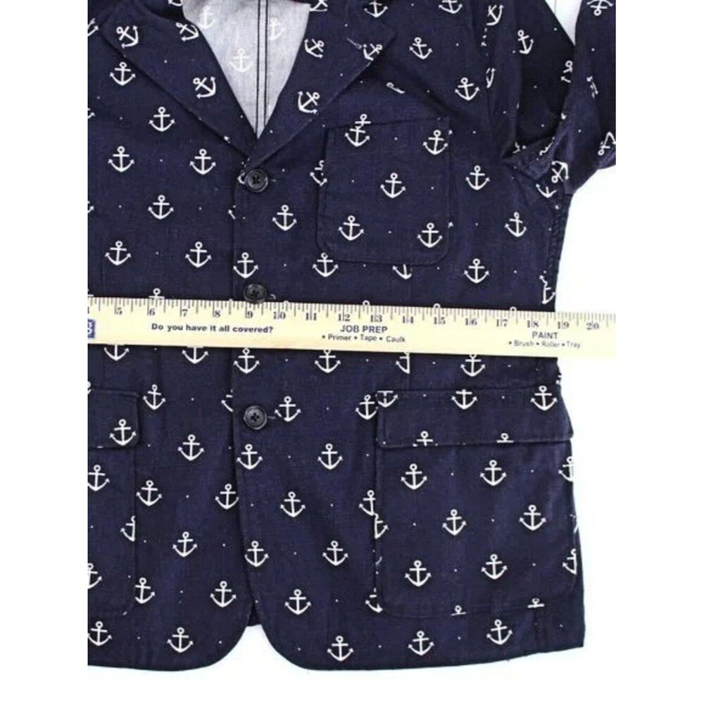 Engineered Garments Baker Jacket Blue Nautical Anchor Print Light Blazer SZ 3 L - Picture 9 of 11